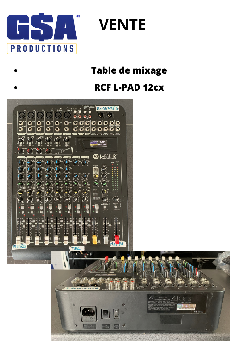 Table de mixage RCF L PAD 12 canaux