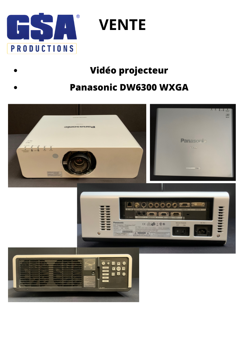 Vidéoprojecteur Panasonic WXGA DW 6300