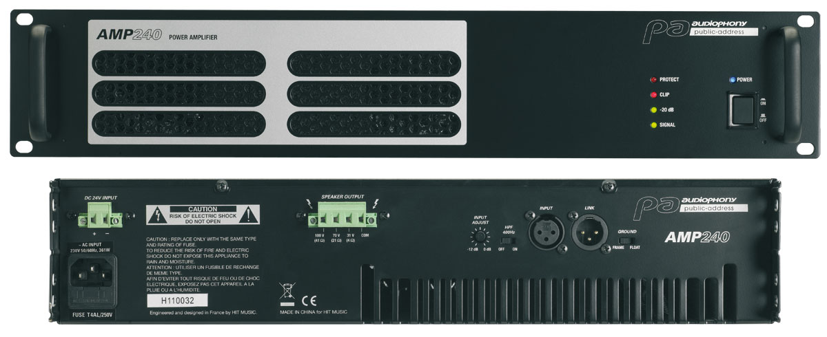 Amplificateur Public Address 240W avec sortie 8 Ω/70/100V