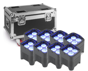 Pack de 8 projecteurs BeamZ BBP94 PAR à LED portable (vertical)