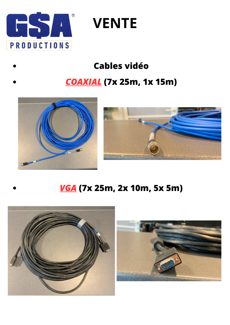 Lot de cables VGA et COMPOSITE