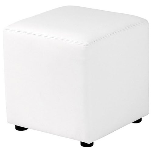 Pouf blanc simili cuir